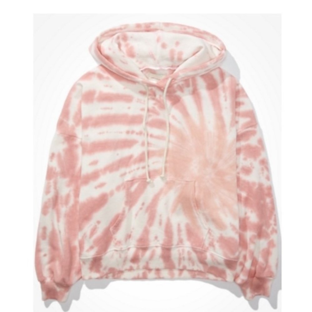American Eagle Forever Slouchy Pink Tie Dye Oversized Hoodie Sweatshirt